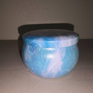 Decorative Blue and White Aluminum Decanter Candle